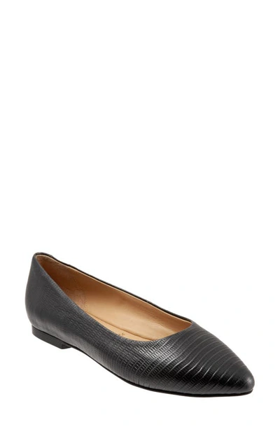 Trotters Estee Ballet Flat In Black/ Grey Leather