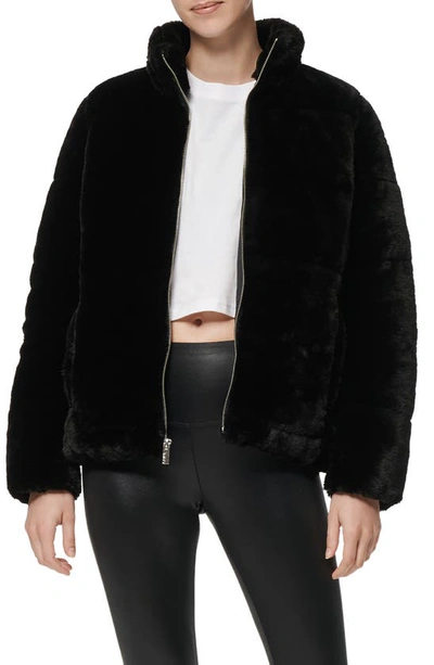 Marc New York Faux Fur Puffer Jacket In Black