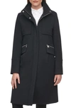 KARL LAGERFELD OFFICER WOOL BLEND COAT,LWNMW742