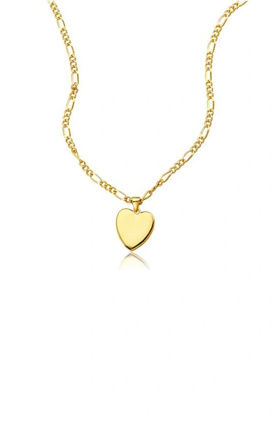 Adornia 14k Gold Plated Figaro Chain Heart Necklace In Yellow