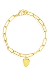 Adornia Paperclip Chain Bracelet With Heart Gold In Yellow