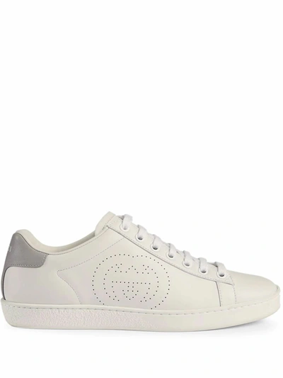 Gucci New Ace Perforated Leather Sneakers In White
