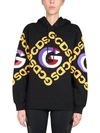 Gcds Logo Print Cotton Hoodie In Black