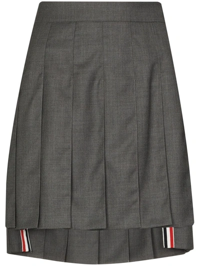 Thom Browne Dropped Back Mini Pleated Skirt In 025 Dark Grey