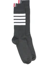 Thom Browne 4-bar Mid-calf Socks In 025 Dark Grey