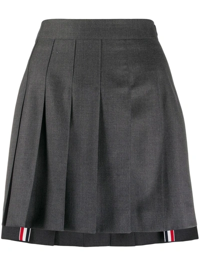Thom Browne Grey Wool Flannel Pleated 4-bar Skirt