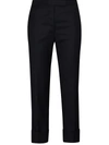 Thom Browne Super 120s Cropped Wool Trousers In 415 Navy