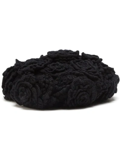 Dolce & Gabbana Floral-detail Beret In Black