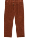DOLCE & GABBANA LEAF-EMBROIDERED CORDUROY TROUSERS