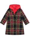 DOLCE & GABBANA HOODED TARTAN COAT