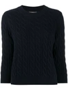 N•PEAL ROUND NECK CABLE CASHMERE SWEATER