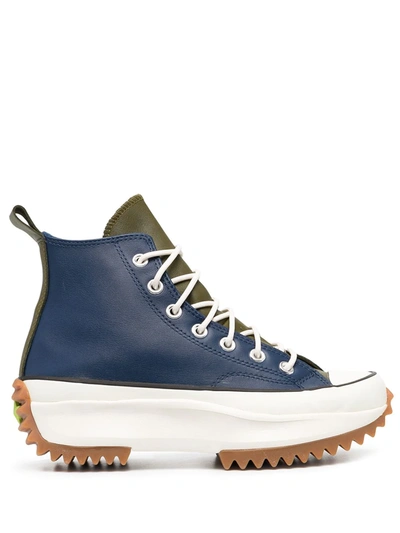 Converse Run Star Hike High-top Leather Sneakers In Blue