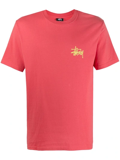Stussy Handle With Care Logo-print T-shirt In Red