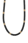 Lagos Gold & Black Caviar Collection 18k Gold & Ceramic Rope Necklace, 18 In Black