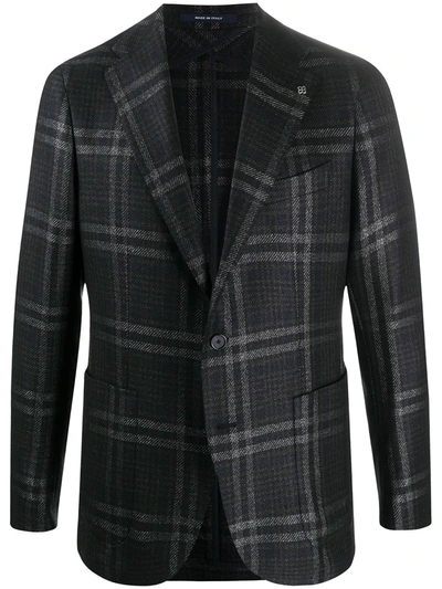 Tagliatore Large Check Blazer In Black