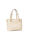 Tory Burch Fleming Soft Quilted Leather Tote Bag In New Cream