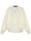 HAIDER ACKERMANN MIXED BOMBER JACKET, IVORY,5251A216-8608-9729-F893-955A378D2E33