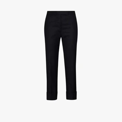 Thom Browne Cropped Slim Leg Trousers In 415 Navy