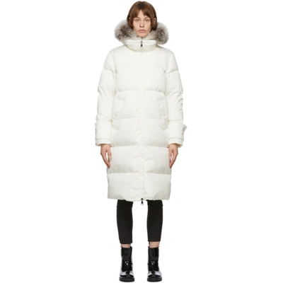 Moncler Narvalong Longline Quilted Down Jacket In White