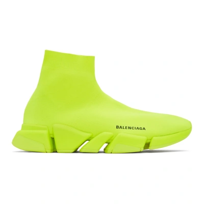 Balenciaga Speed 2 Fluorescent Sock Sneakers In Fluo Yellow