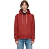 NAKED AND FAMOUS RED HEAVYWEIGHT TERRY ZIP HOODIE