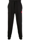 Hugo Boss Logo-patch Cotton Track Pants In Black