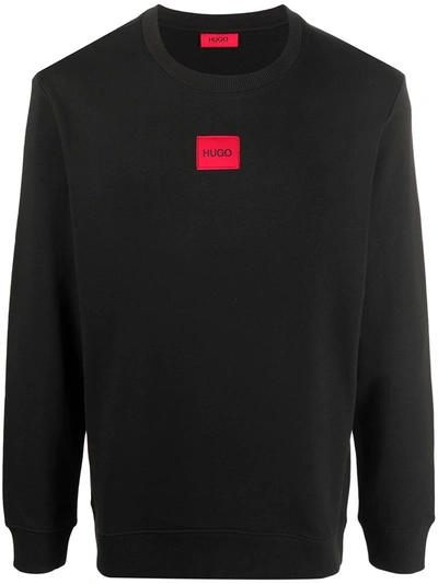 Hugo Logo-patch Relaxed-fit Cotton-jersey Sweatshirt In Black