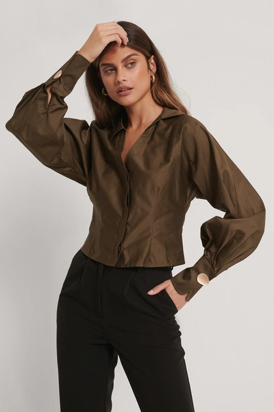Stéphanie Durant X Na-kd Recycled Deep V-neck Big Arms Blouse - Brown