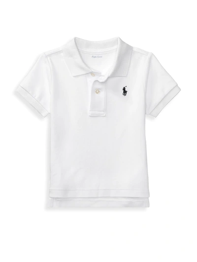 Ralph Lauren Babies' Logo刺绣棉质珠地网眼布polo衫 In White
