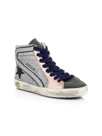 Golden Goose Baby's & Little Girl's Slide Colorblock High-top Sneakers In Silver