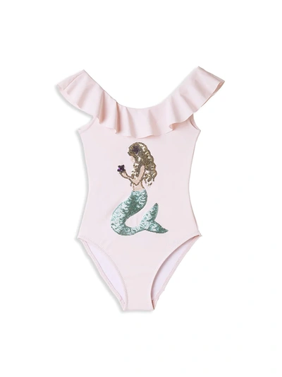 Stella Cove Kids' Little Girl's & Girl's One-piece Upf 50+ Embellished Mermaid Swimsuit In Pink