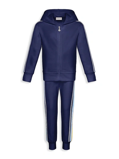 Moncler Kids' Little Girl's & Girl's 2-piece Side Stripe Jacket & Track Trousers Set In Blue