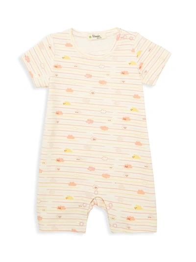 The Bonnie Mob Baby Girl's Lazy Hazy Summer Days Striped Cloud-print Short Playsuit In Peach