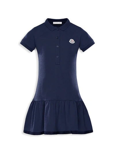 Moncler Kids' Little Girl's & Girl's Polo Flounce Dress In Blue