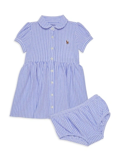 Ralph Lauren Baby Girl's 2-piece Oxford Shirtdress & Bloomers Set In Blue