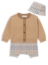 BURBERRY BABY'S 3-PIECE CHET CARDIGAN, BODYSUIT & HAT SET,0400012377913