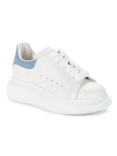 Alexander Mcqueen Babies' Kid's Oversized Lace-up Leather Trainers In White Light Blue