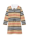 BURBERRY LITTLE GIRL'S & GIRL'S CHECKERED DRAWSTRING SHIRT DRESS,400012725215