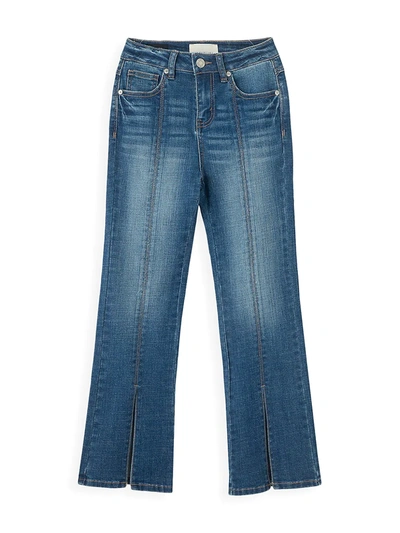 Habitual Girl Kids' High Waist Slit Front Jeans In Med Stone