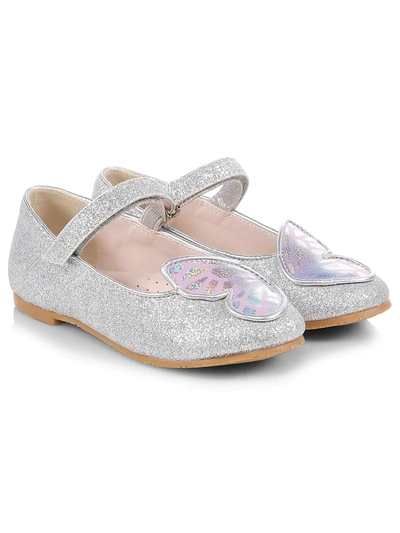 Sophia Webster Babies' Girls' Butterfly Glitter Mary Jane Flats - Walker, Toddler In Silver