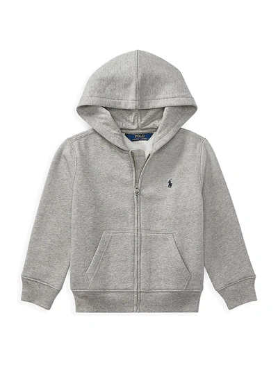 Ralph Lauren Kids' Grey Hoodie With Logo In Cotton Boy In Heather Grey