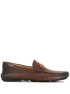 BALLY DRAVIL CHAIN-EMBELLISHED LEATHER LOAFERS