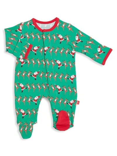Magnetic Me Baby's Holly Folly Jolly Footie In Green