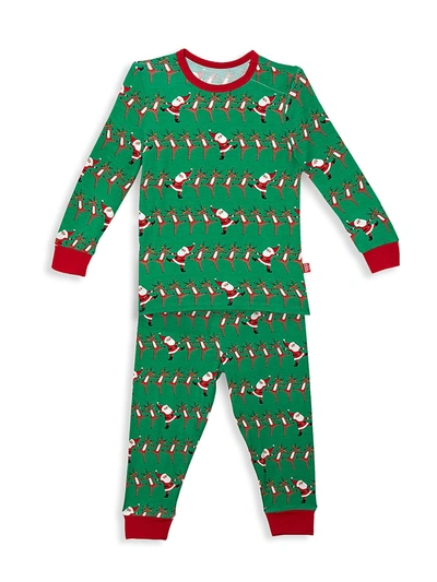 Magnetic Me Little Kid's 2-piece Holly Folly Jolly Pajama Set In Green