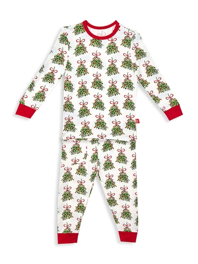 Magnetic Me Little Kid's 2-piece Kiss Me Pajama Set In White