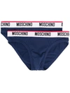 Moschino Logo Waistband Briefs In Blue