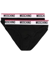 Moschino Logo Waistband Briefs In Black