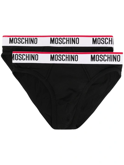 Moschino Logo Waistband Briefs In Black