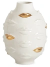 Jonathan Adler White Gilded Gala Round Porcelain Vase