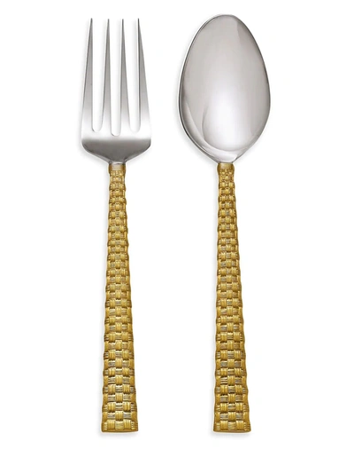 Michael Aram Two-piece Palm Stainless Steel Servers Set In Gold